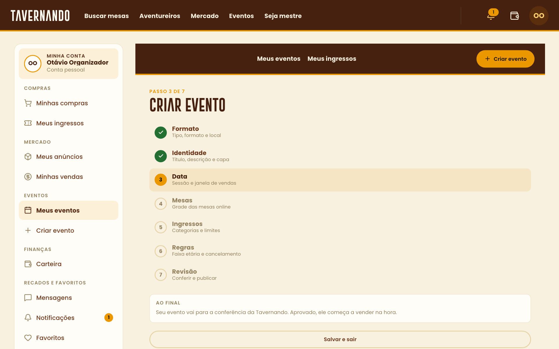 Passo Data com a chave de vários dias, os portões, a janela de vendas e o aviso de trava destacados