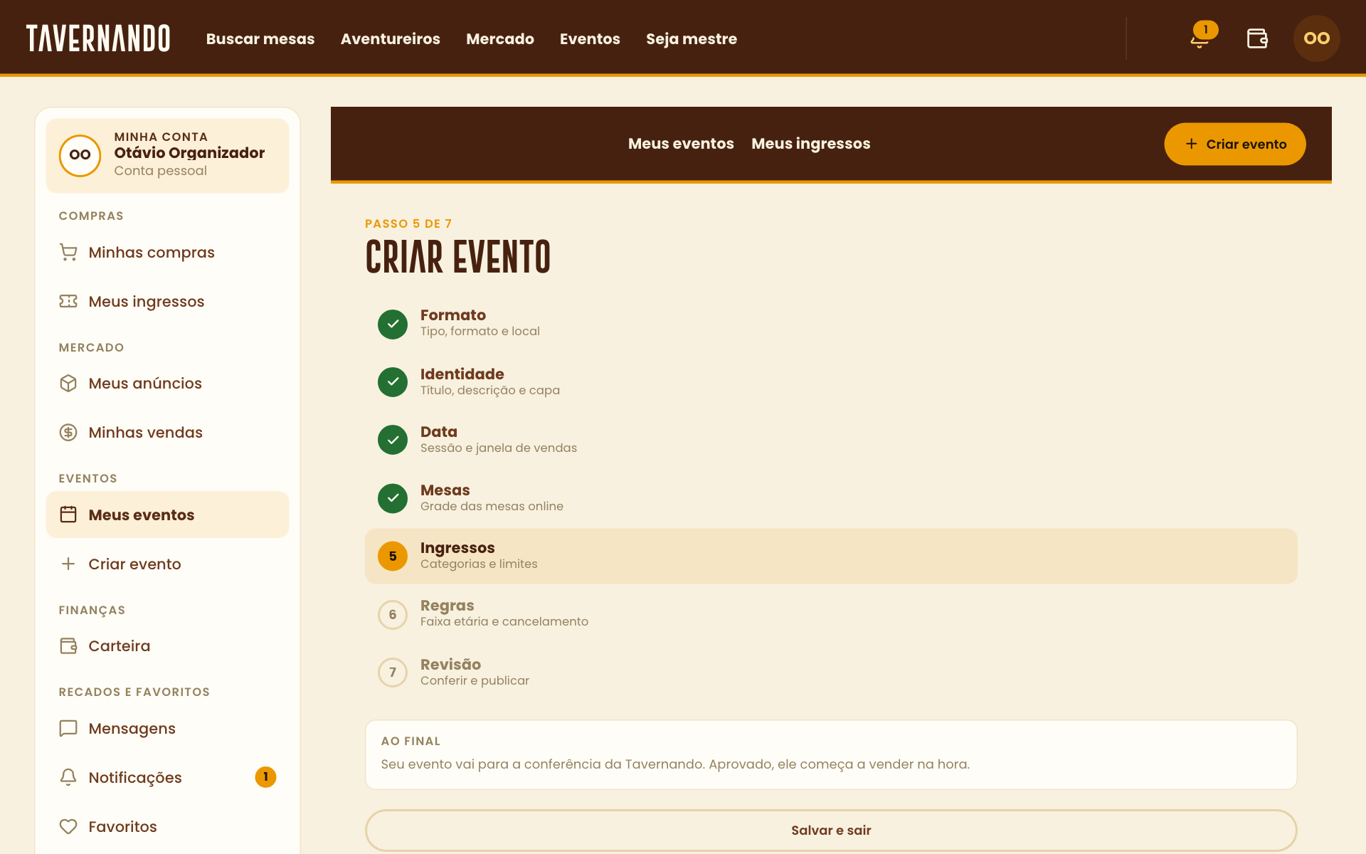 Passo Ingressos com Pago, o nome do ingresso, o lote, Adicionar ingresso, o limite por pessoa, a cortesia e a lista de espera destacados